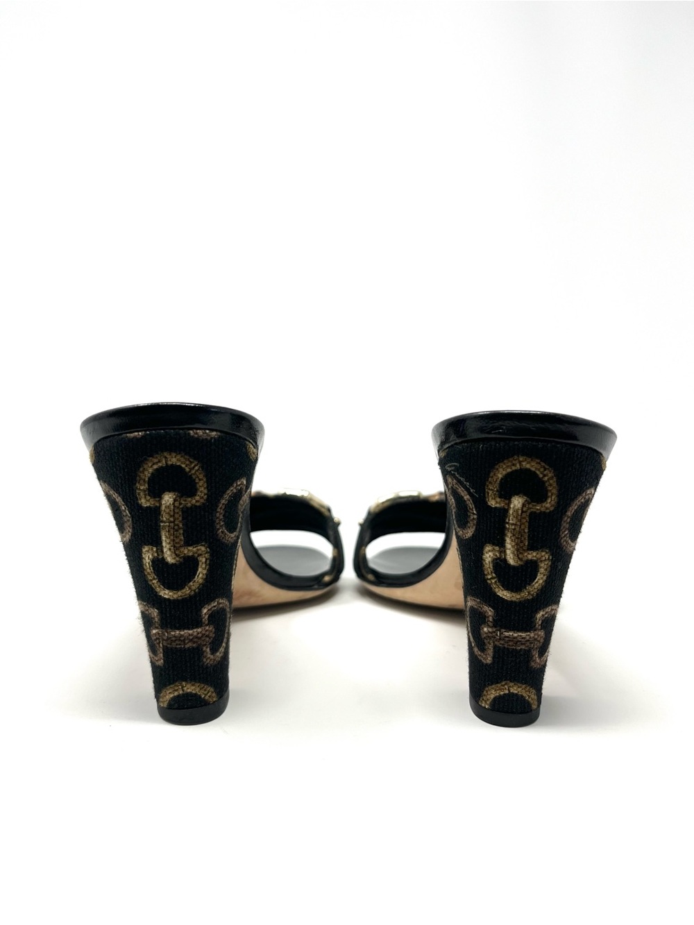 Vintage Vtg Gucci By Tom Ford 90s Black Bamboo Horsebit Sandals Slides Heels 6.5 - Picture 6 of 11